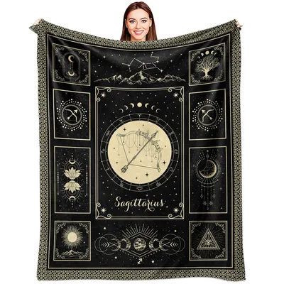 Sagittarius Zodiac Constellation Blanket featuring an archer