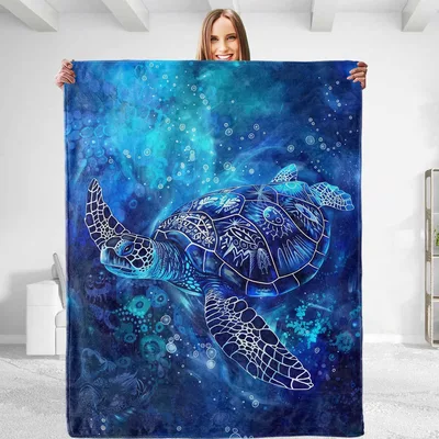 Galaxy Sea Turtle Art Blanket: Cosmic Ocean Design for Space Lovers