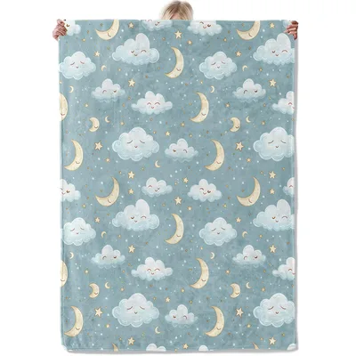 Moons and Clouds Pattern Blanket: Cozy Celestial Design for Dreamers