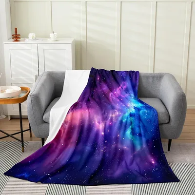 Purple Galaxy Nebula Blanket: Deep Space Print for Stargazers