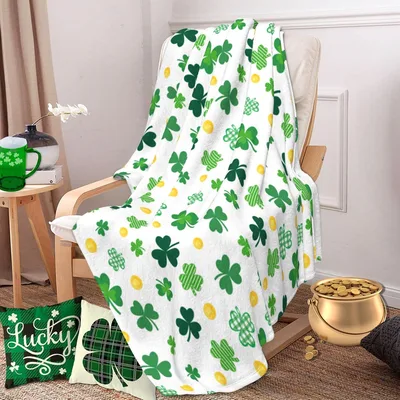 Shamrock Pattern Blanket featuring green shamrocks