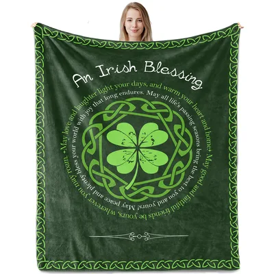 Irish Blessing Shamrock Blanket: Classic Celtic Four Leaf Design