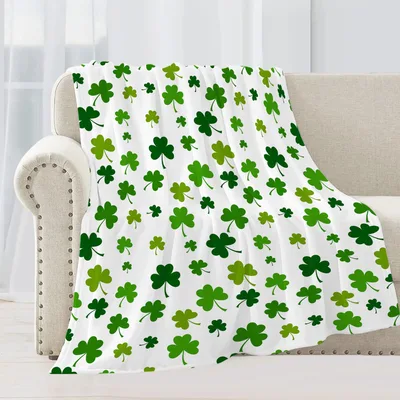 Green Shamrock Pattern Blanket for St. Patrick's Day Celebration