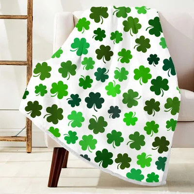 White Background Lucky Shamrock Blanket