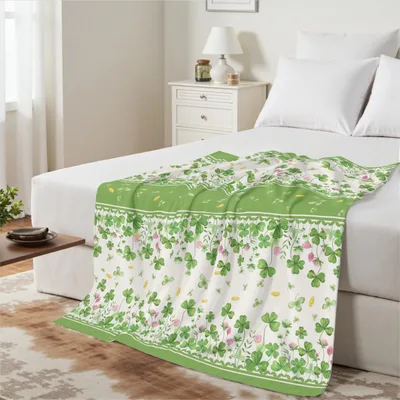 Shamrock Floral Pattern Blanket featuring green clovers