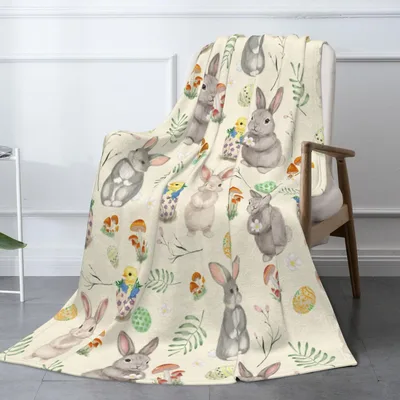 Bunny Easter Pattern Blanket: Watercolor Hare and Egg Design