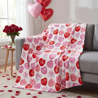 Candy Hearts Blanket: Sweet Valentine Heart Print for Romance