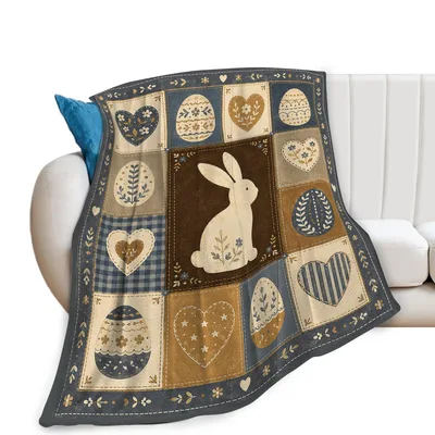 Easter Bunny Patchwork Blanket: Rustic Rabbit Quilt Design