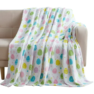 Easter Eggs and Bunnies Pattern Blanket for Spring Cozy Vibes