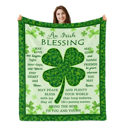 Irish Blessing Clover Pastel Blanket: A Shamrock Wishes Design