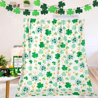 Shamrock Pattern St Patricks Day Blanket for Cozy Holiday Celebrations