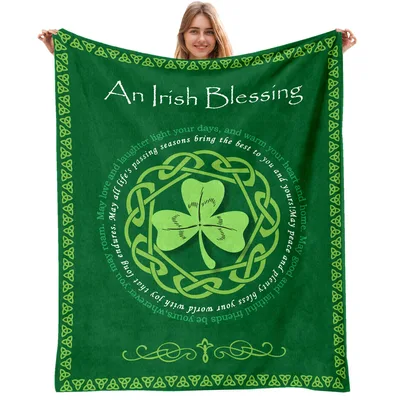 Emerald Green Celtic Knot Blanket: An Irish Blessing Shamrock Design