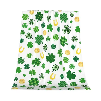 Shamrocks and Gold Coins Blanket featuring green shamrocks