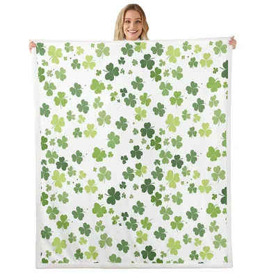 White Clover Confetti Scatter Blanket for Lucky Holiday Coziness