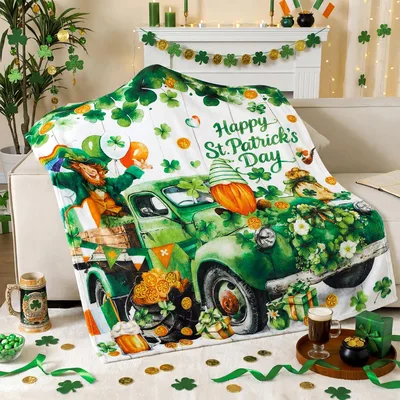 St Patricks Day Green Blanket: Lucky Shamrock Truck Design