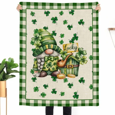St. Patrick's Day Gnome Blanket featuring a lucky clover gnome