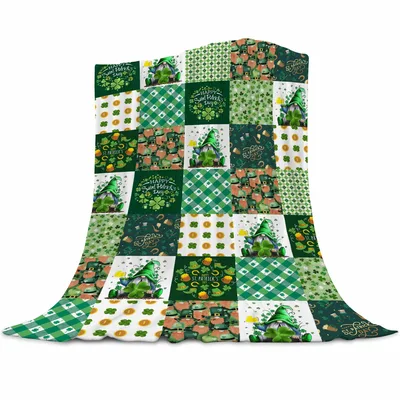 Gnomes and Clover Patchwork Blanket for St. Patrick's Day Celebrations