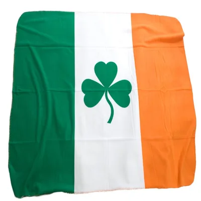 Irish Flag with Shamrock Blanket: Classic Tricolor Design