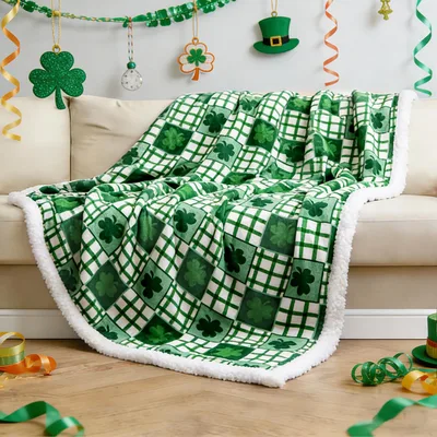 Lucky Shamrock Plaid Pattern Blanket for St. Patrick's Day Comfort