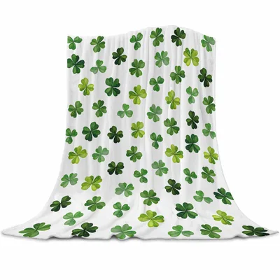 Watercolor Shamrock Pattern Blanket for St. Patrick's Day Comfort