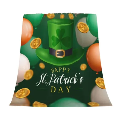 Happy St Patricks Day Green Blanket: Festive Top Hat Design
