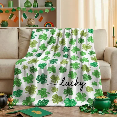 Lucky Shamrock Clover Pattern Blanket