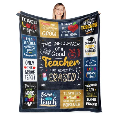 Teacher Influence Words Collage Blanket: Chalkboard Design