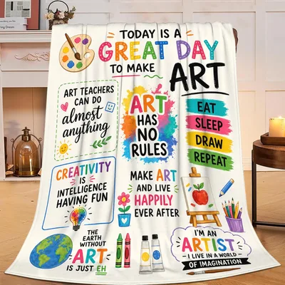 Art Teacher Quotes Blanket: Colorful Artistic Phrases for Creators