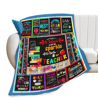 Teacher Appreciation Blanket: Sparkle and School Supplies Design