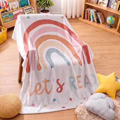 Rainbow Reading Teacher Blanket: Let's Read Rainbow Design