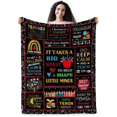 Teacher Appreciation Chalkboard Collage Blanket for Educators
