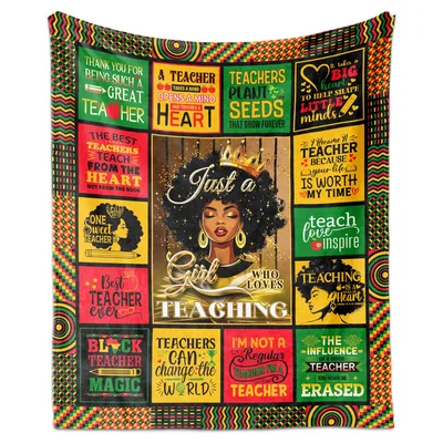Black Women Teacher Blanket featuring Just a Girl Who Loves Teaching