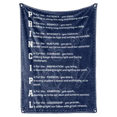 Principal Appreciation Acrostic Blanket featuring a vertical poem