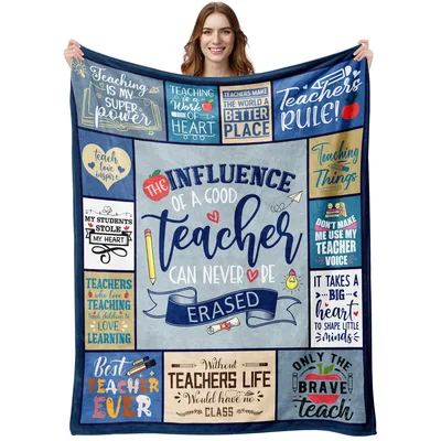 Teacher Quotes Blue Patchwork Blanket: A Tribute to Educators