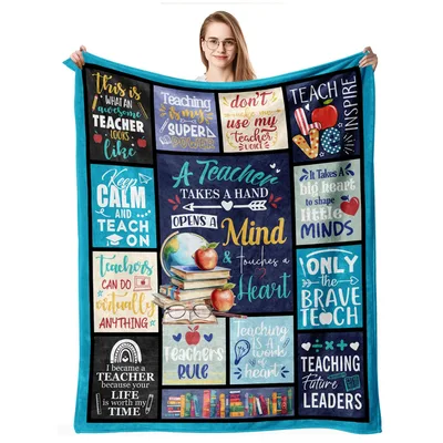 Teal Teacher Quotes Collage Blanket