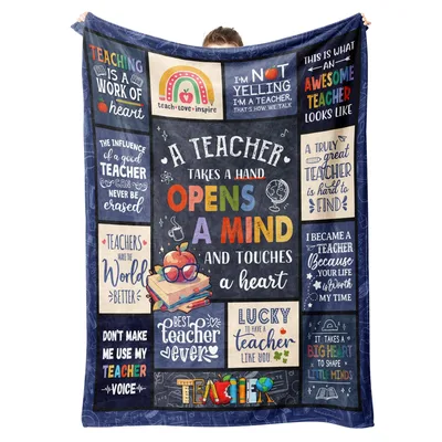 Navy Teacher Quotes Collage Blanket for Educators Who Inspire