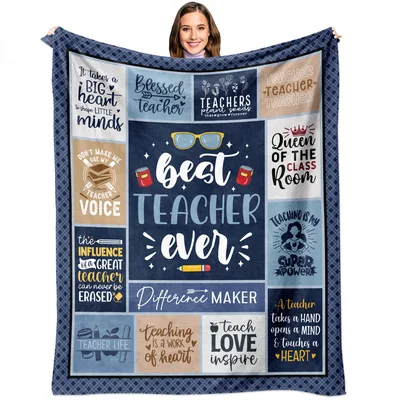 Navy Blue Teacher Appreciation Blanket Celebrating Best Teacher Ever