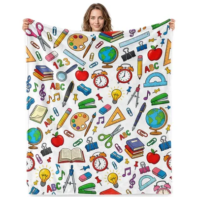 School Supplies Pattern Blanket for Educators and Creatives