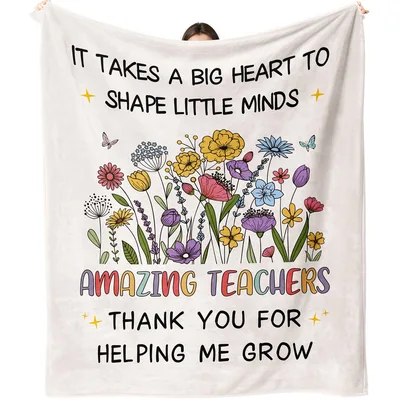 Amazing Teachers Wildflower Thank Blanket features a heartfelt quote
