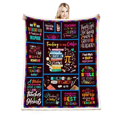 Teacher Appreciation Colorful Collage Blanket Celebrating Educators