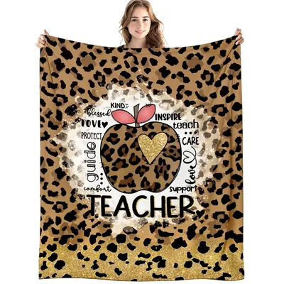 Teacher Leopard Print Apple Blanket: Wild Style for Educators