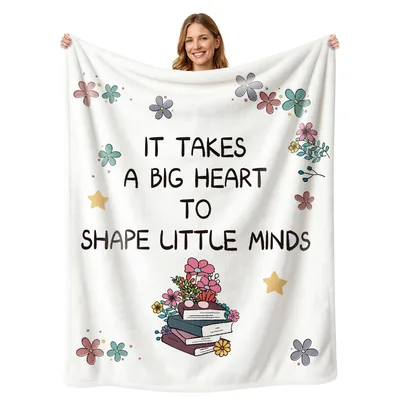 Teacher Books Flowers Blanket: Big Heart Shape Little Minds Design
