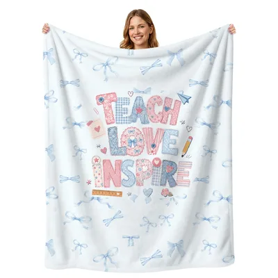 Teacher Bows Pattern Blanket: Teach Love Inspire Quilt Design