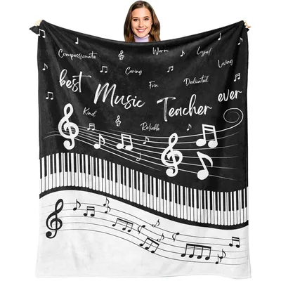 Music Teacher Piano Blanket: Best Ever Chalkboard Design with Keys