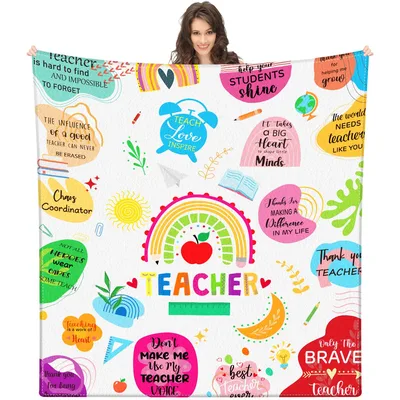Teacher Appreciation Rainbow Apple Blanket for Educators