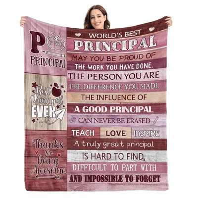 World's Best Principal Letter Blanket featuring inspirational quotes