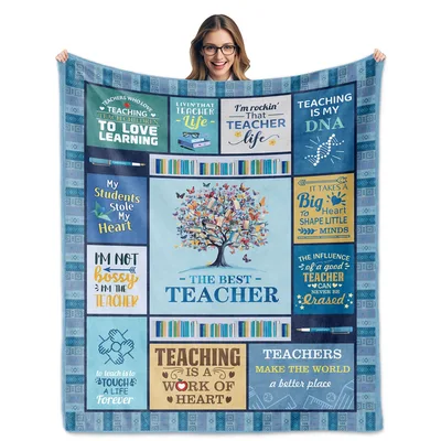 The Best Teacher Montage Blanket featuring a book tree