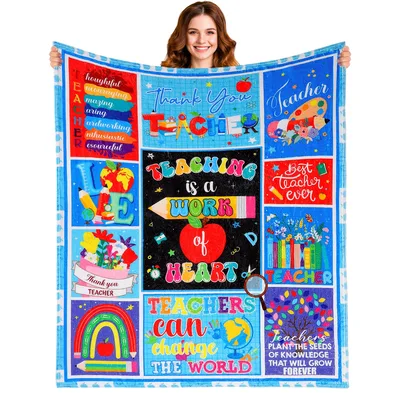 Teachers Change the World Collage Blue Blanket for Educators