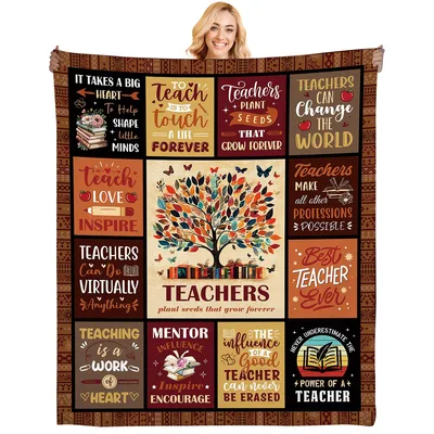 Teacher Tree Mosaic Tapestry Blanket featuring inspirational quotes