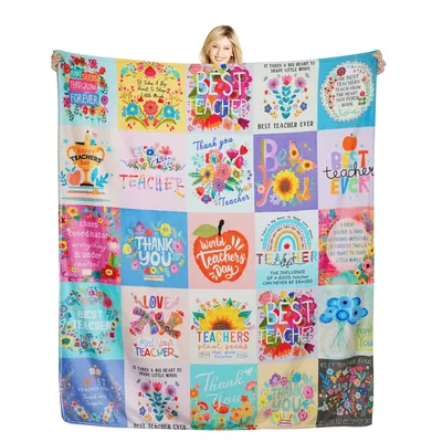 Teacher Appreciation Boho Blanket: A colorful patchwork
